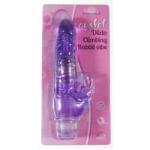 Vibrador 18 cm. con Estimulador de Clitoris Morado.