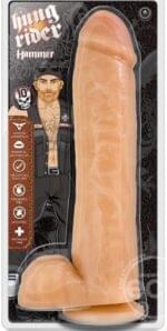 Consolador 26 cm. con Testiculos y Succion Hung Rider - Hammer - Piel.