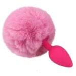 Mini Plug Anal de Silicona con Cola de Conejo Rosado.