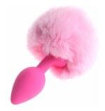Mini Plug Anal de Silicona con Cola de Conejo Rosado. - Imagen 2