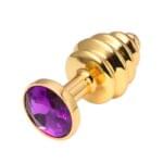 Plug Anal Metálico Pequeño 7.0 cm. En Forma de Anillos  - Dorado con Gema.