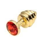Plug Anal Metálico Pequeño 7.0 cm. En Forma de Anillos  - Dorado con Gema. - Imagen 3