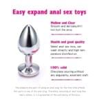Plug Anal Metalico 8 cm. Mediano Dorado Con Forma de Corazón - Gema Rosada - Imagen 3