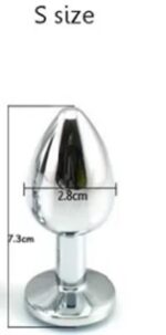 Plug Anal Metálico 7.0 cm. Plateado Pequeño con Gema. - Imagen 4