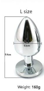 Plug Anal Metálico 9.5 cm Plateado Grande con Gema - Imagen 7