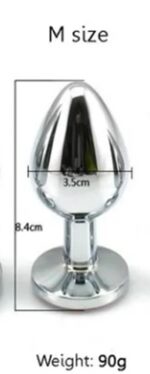 Plug Anal Metálico 8.4 cm Plateado Mediano con Gema - Imagen 6