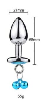 Plug Anal Metálico Pequeño 6.5 cm. Con Cascabel Azul Celeste - Imagen 3