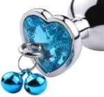 Plug Anal Metálico Mediano 8.1 cm. Con Gema y Cascabel Azul Celeste. - Imagen 2