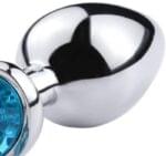 Plug Anal Metálico Mediano 8.1 cm. Con Gema y Cascabel Azul Celeste. - Imagen 3