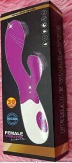 Vibrador 19 cm. con Estimulador de Clítoris Recargable.