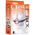 Blow mordaza, boca abierta de 9 GAG Correa Negra, Argolla Naranja.