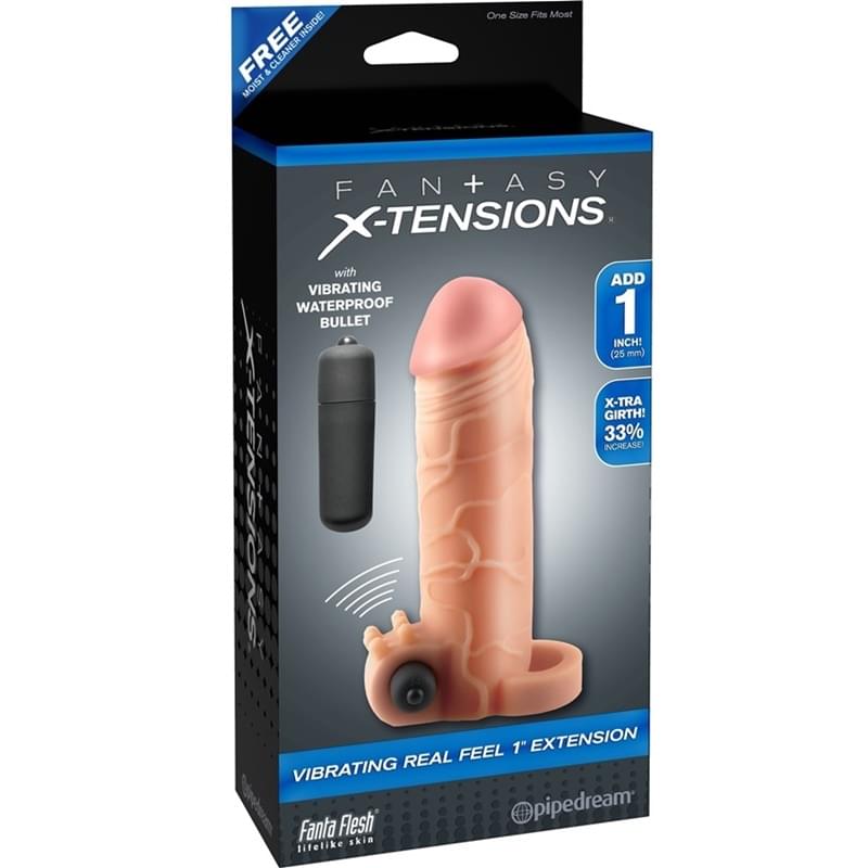 pd-4118 Funda Realística con Extensión Fantasy-X 1" con Bala Vibradora. - Imagen 1