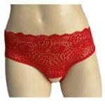 Panty Descubierto en Encaje Color Rojo.