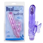 Vibrador 18 cm. en Formade Mariposa Doble Estimulacion Purpura.