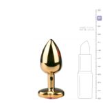 Plug Anal Metalico 7.0 cm. Pequeño Dorado con Gema Rosa en Forma de Corazón. - Imagen 3