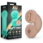 M for Men Soft & Wet Double Trouble Brilla en la Oscuridad Masturbador/Stroker Realista Vainilla. - Imagen 2