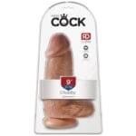 Consolador 23 cm. con Testículos y Succión King Cock Gordito Color Bronce.