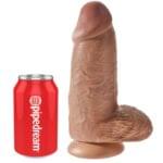 Consolador 23 cm. con Testículos y Succión King Cock Gordito Color Bronce. - Imagen 2