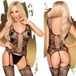 Malla de Encaje Penthouse Love Bud - Negro - Talla Unica.