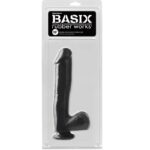 Consolador 27 cm. Basix con Testículos y Succión Negro.
