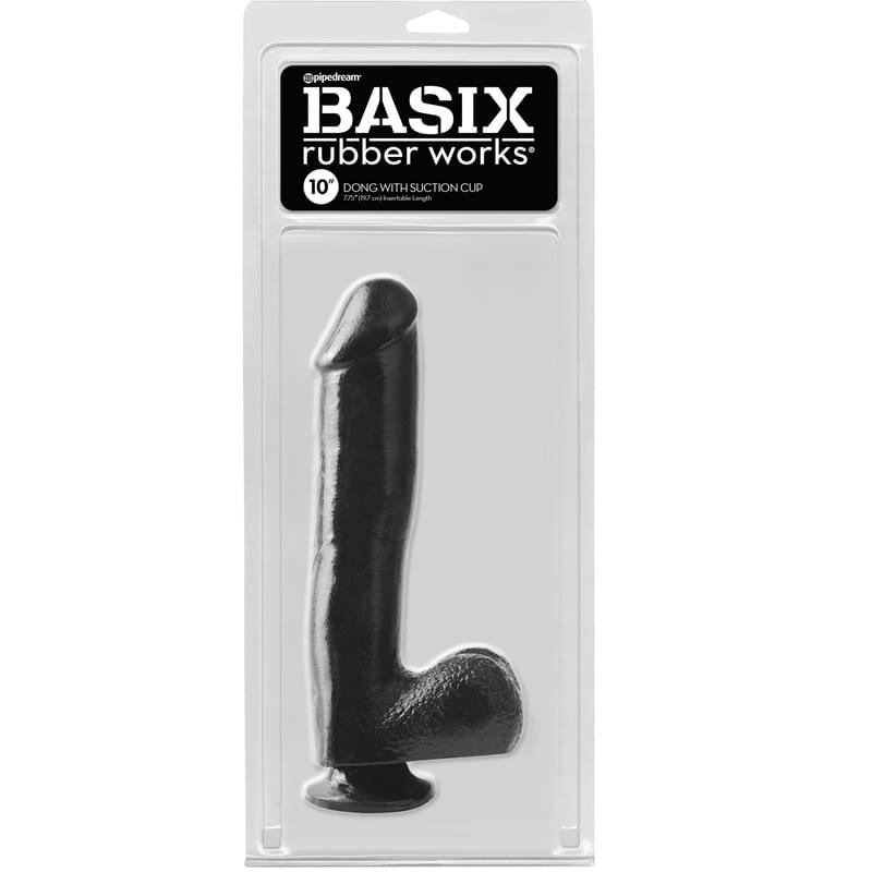 pd4222-23_new Consolador 27 cm. Basix con Testículos y Succión Negro. - Imagen 1