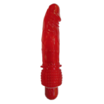 Vibrador 18 cm. a Prueba de Agua con Anillo Color Rojo.