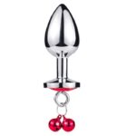 Plug Anal Metálico Mediano 8.1 cm. Con Gema y Cascabel Rosa