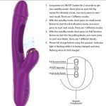 Vibrador 25.cm.Multifuncion Recargable 7 Funciones Con Lengua Oscilante Y Succionador Morado. - Imagen 3