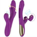 Vibrador 25.cm.Multifuncion Recargable 7 Funciones Con Lengua Oscilante Y Succionador Morado.
