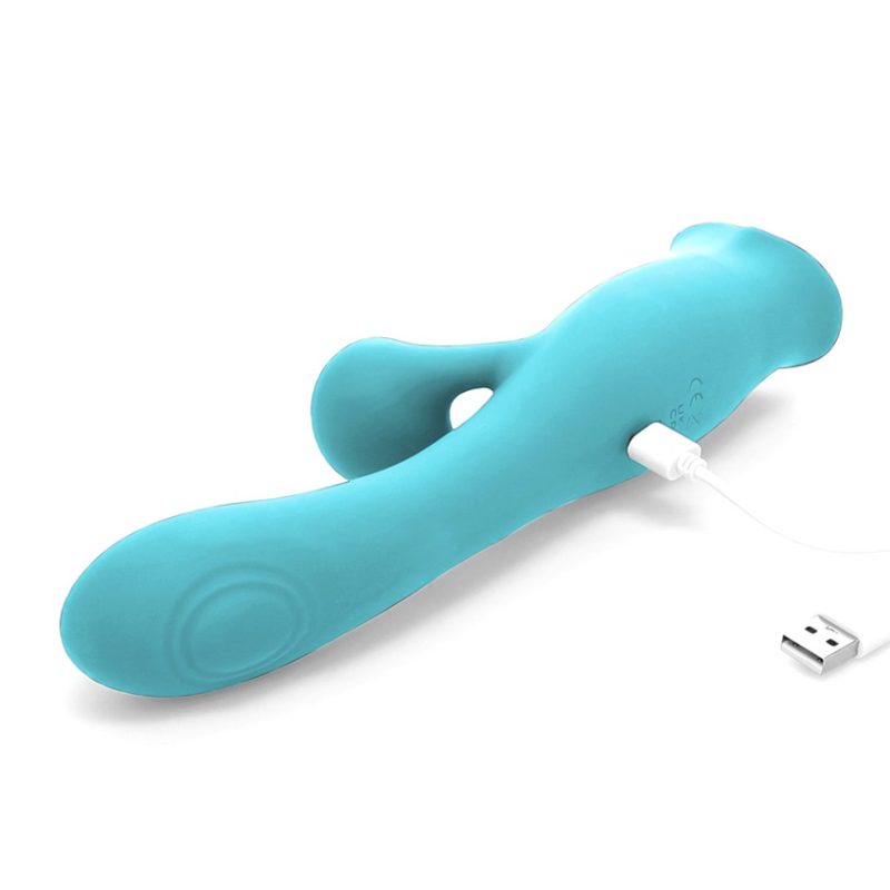 Vibrador Conejo Triple Estimulador con Movimiento Bocal - Azul OSCURO. - Imagen 3