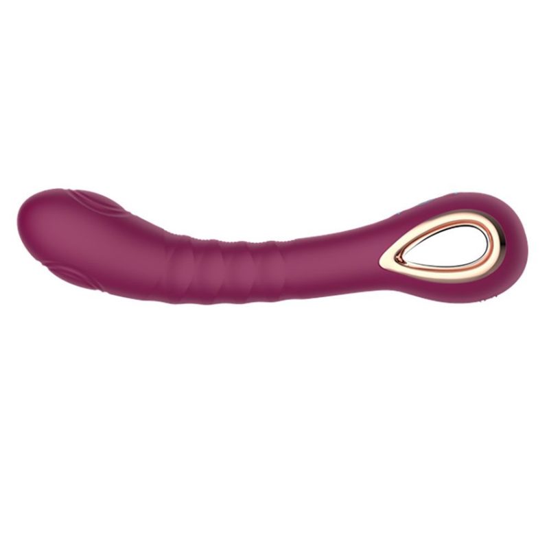 Vibrador 18 cm. Recargable Siliconado 10 Velocidades. Golpeteo - Purpura. - Imagen 6