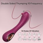Vibrador 18 cm. Recargable Siliconado 10 Velocidades. Golpeteo - Purpura. - Imagen 4