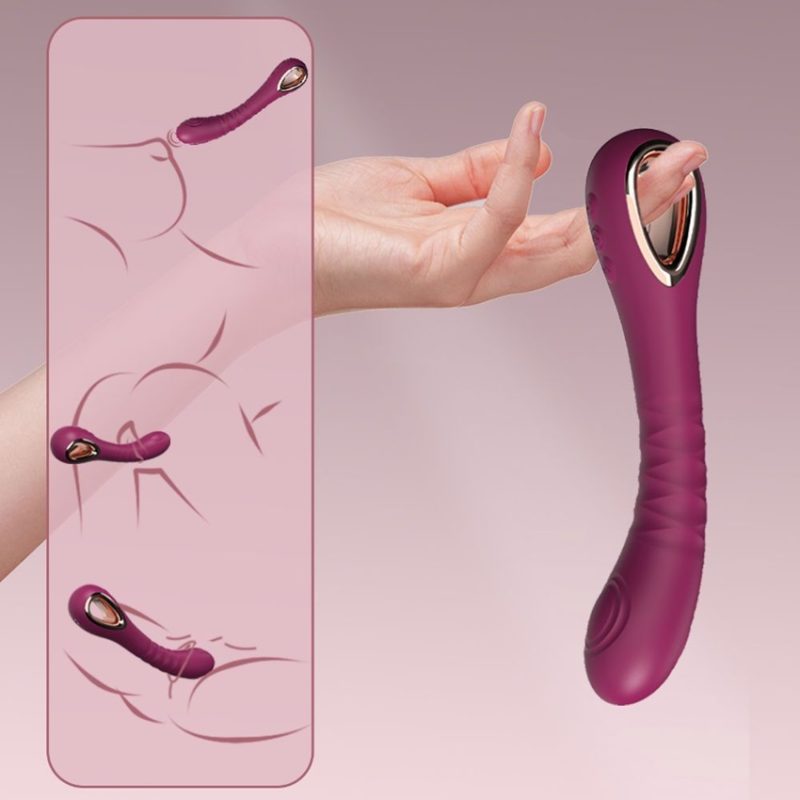 Vibrador 18 cm. Recargable Siliconado 10 Velocidades. Golpeteo - Purpura. - Imagen 3