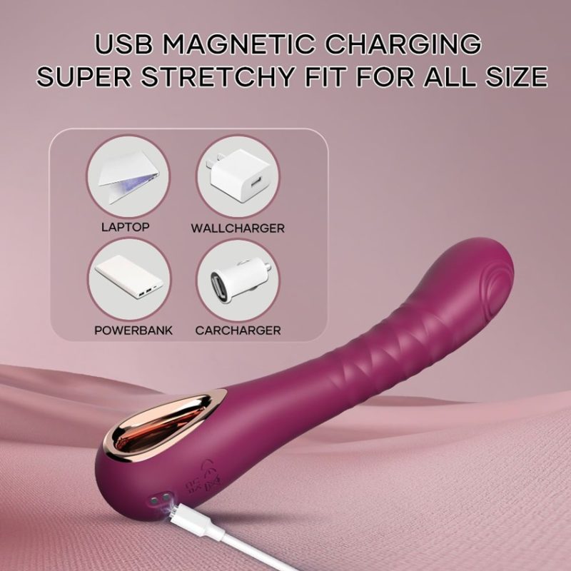 Vibrador 18 cm. Recargable Siliconado 10 Velocidades. Golpeteo - Purpura. - Imagen 1