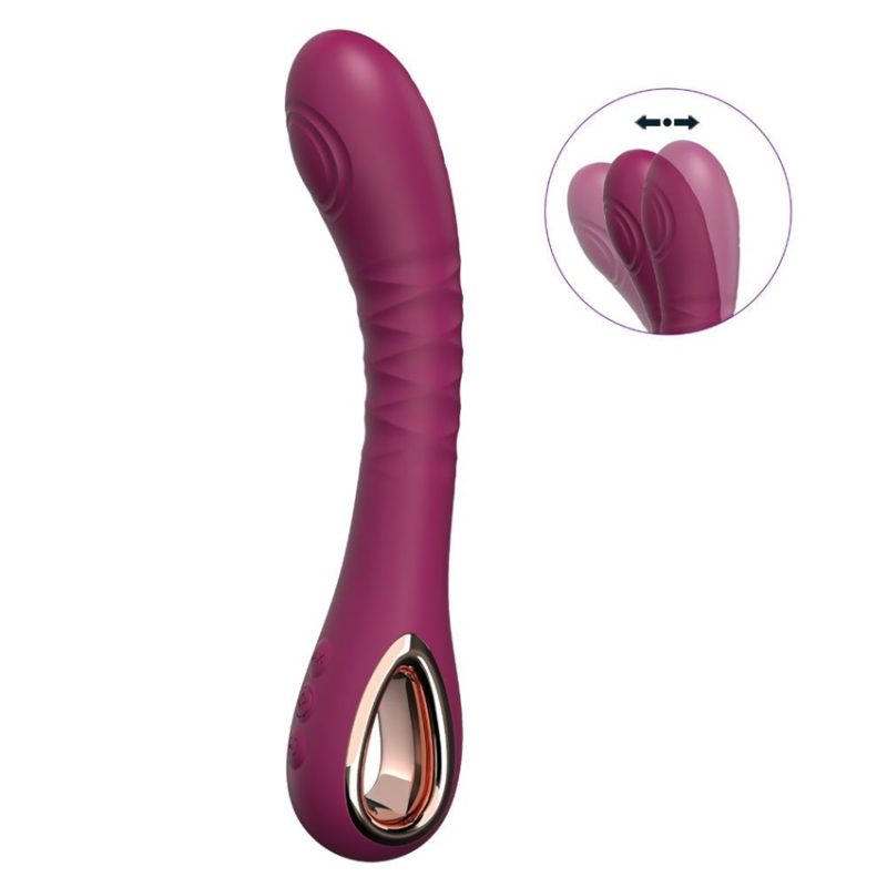 Vibrador 18 cm. Recargable Siliconado 10 Velocidades. Golpeteo - Purpura. - Imagen 2
