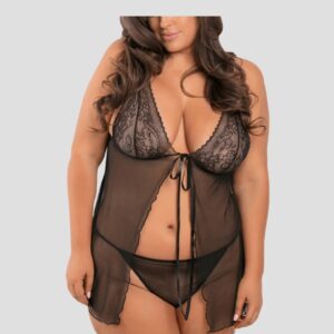 Babydoll Seductor Color Negro. Plus Size.