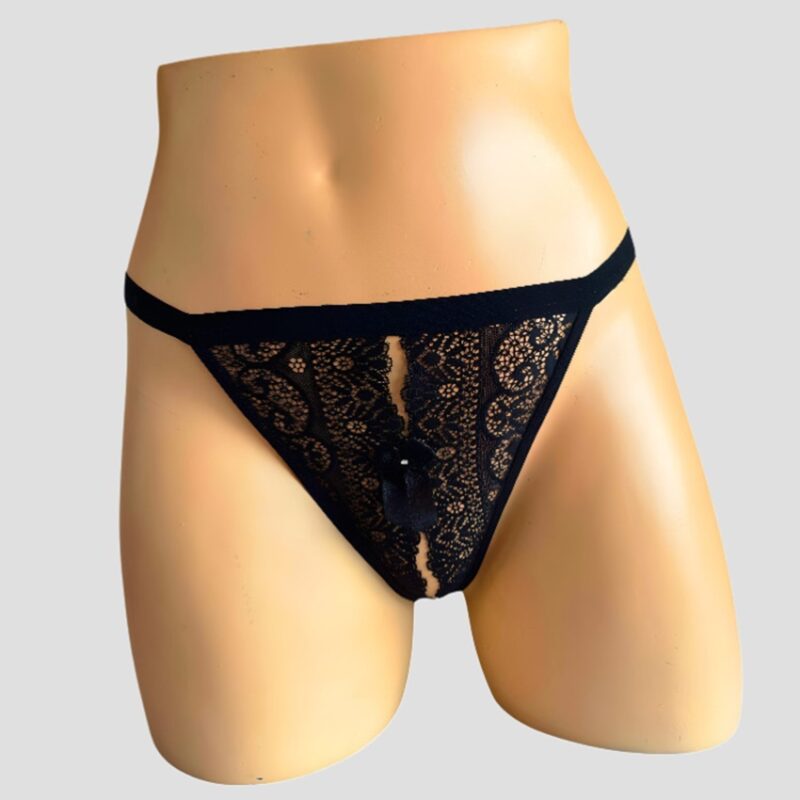 Panty Abierto en Encaje Color Negro. - Imagen 1