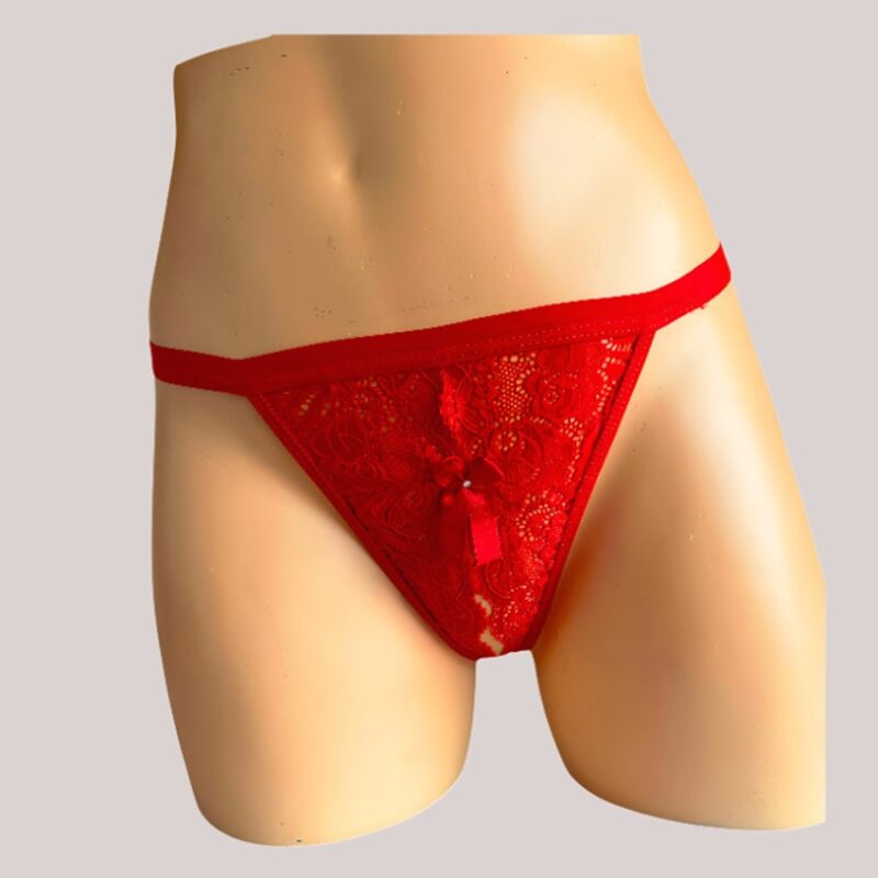 Panty Abierto en Encaje Color Rojo. - Imagen 1