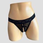 Panty Abierto en Mesh Transparencia Color Negro.
