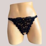 Panty Abierto en Encaje Color Negro.