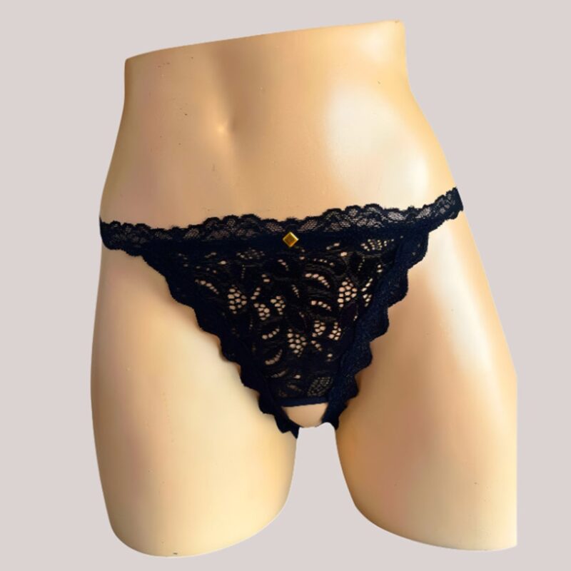 Panty Abierto en Encaje Color Negro. - Imagen 1