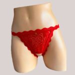 Panty Abierto en Encaje Color Rojo.