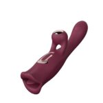 Vibrador Conejo Triple Estimulador con Movimiento Bocal - Rojo Purpura.