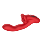 Vibrador Doble Estimulador con Movimiento Bucal - Recargable - Rojo.
