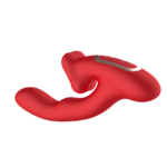Vibrador Doble Estimulador con Movimiento Bucal - Recargable - Rojo. - Imagen 3