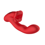 Vibrador Doble Estimulador con Movimiento Bucal - Recargable - Rojo. - Imagen 2