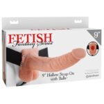 Arnés Strap-On Hueco 9" con Bolas Piel – Fantasy Series